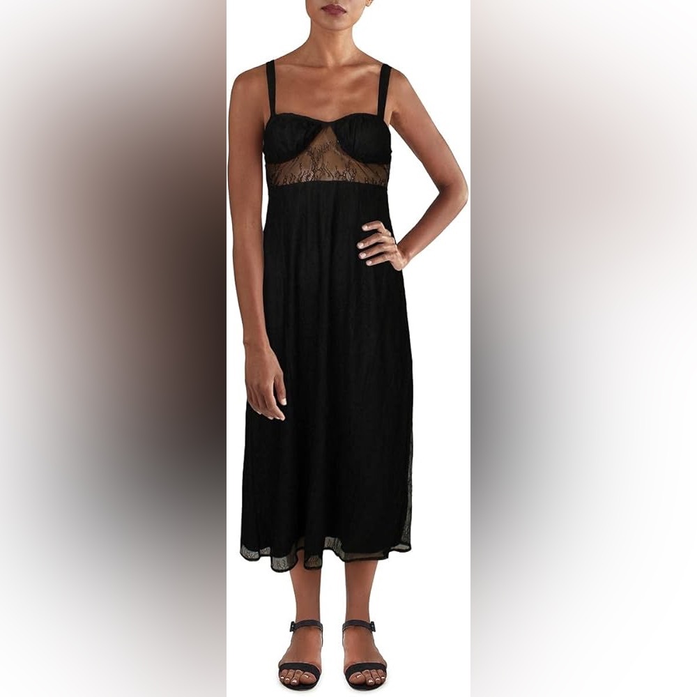 Danielle Bernstein Womens Dress Lace Illusion Panel Black Medium